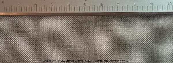 Wiremesh V4A Stainless Steel W: 0.4mm D: 0.25mm M: 40